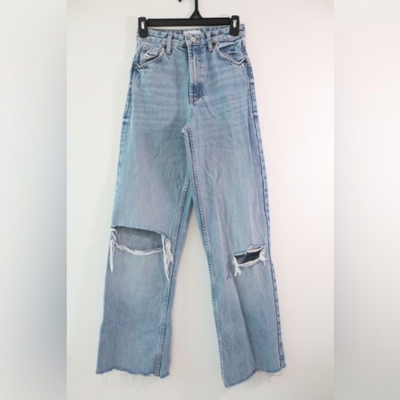 Zara Denim - Zara Distressed Light Blue Boyfriend Jeans Sz 0